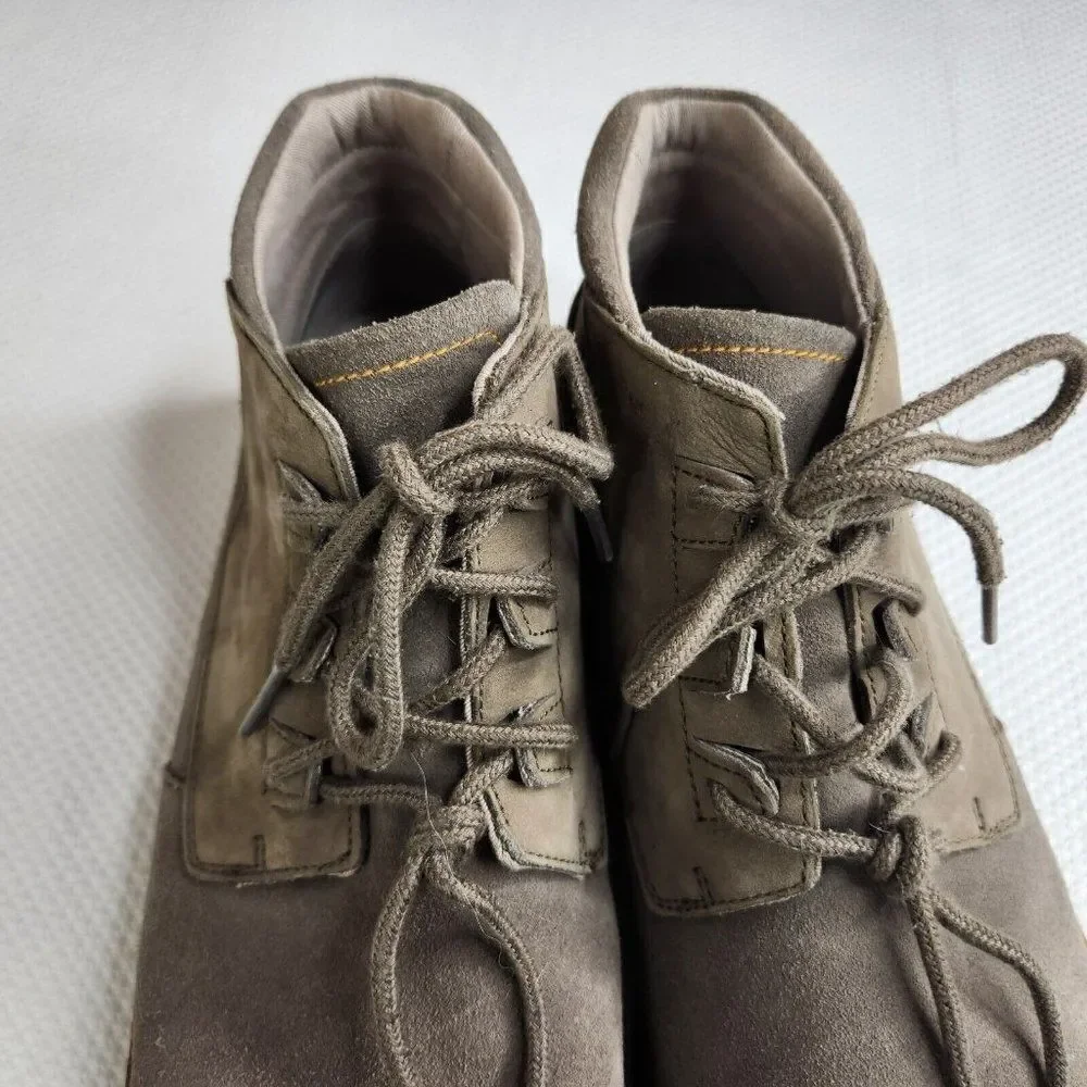 Ahnu Chukka Boots Broderick Mens 12 Lace Up Leather Brown Taupe Ankle Suede